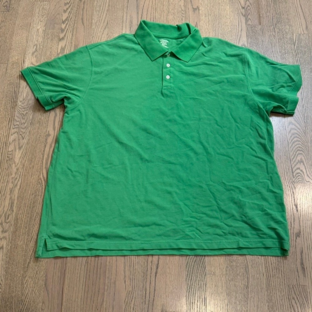 St Johns Bay Heritage Polo Shirt Mens 3XLT Green Classic Cotton